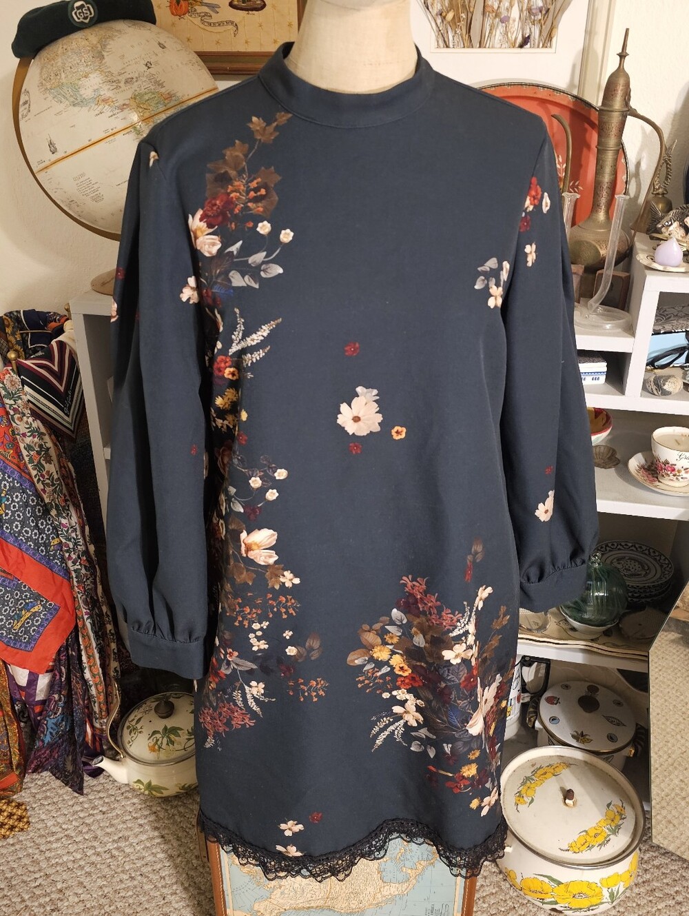 Zara Dark Green Fall Wedding Guest Dress - M - Picture 3 of 7